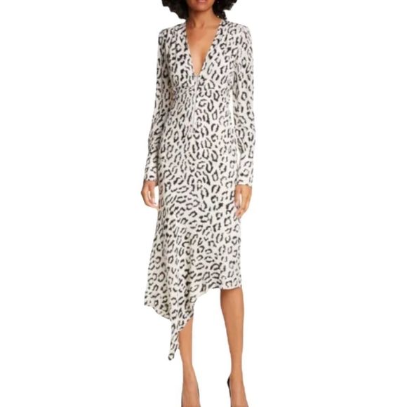 A.L.C. Eden Leopard Asymmetrical Silk Dress - Picture 4 of 12